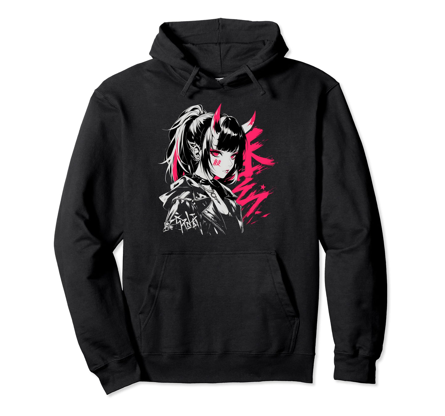 Goth Grunge Demon Anime Waifu Hoodie - Casual Everyday Wear for Adults - T-Shirt, Sweatshirt, Hoodie