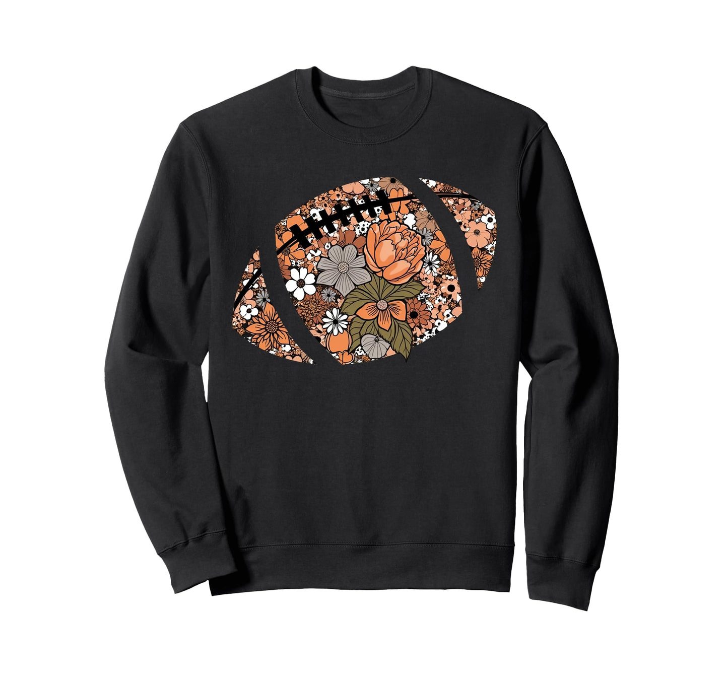 Autumn Flowers Fall Football Mom Sweatshirt - Novelty Apparel for Adults - T-Shirt, Sweatshirt, Hoodie