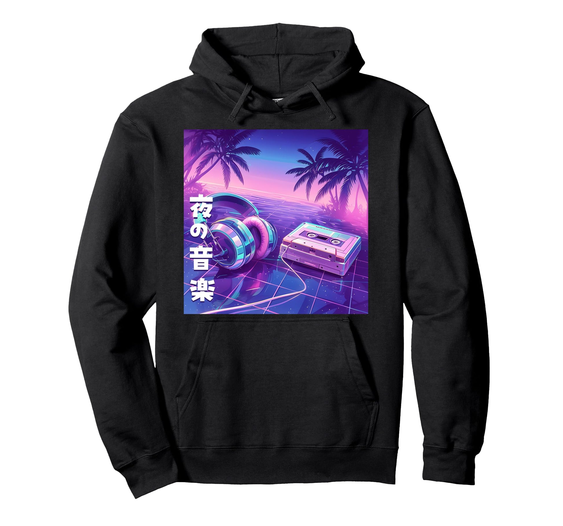 Night Music Headphone Casette Tape Hoodie - Fun Novelty Design Men Women - T-Shirt, Sweatshirt, Hoodie