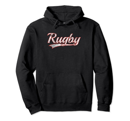 Rugby Varsity Distressed Throwback Hoodie - Custom Art Print for Adults - T-Shirt, Sweatshirt, Hoodie