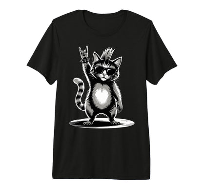 Funny Cat Loving Rock And Roll T-Shirt - Fun Novelty Design Men Women - T-Shirt, Sweatshirt, Hoodie