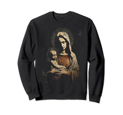 Mary Jesus Distressed 90S Goth Sweatshirt - Trendy Graphic Men Women - T-Shirt, Sweatshirt, Hoodie