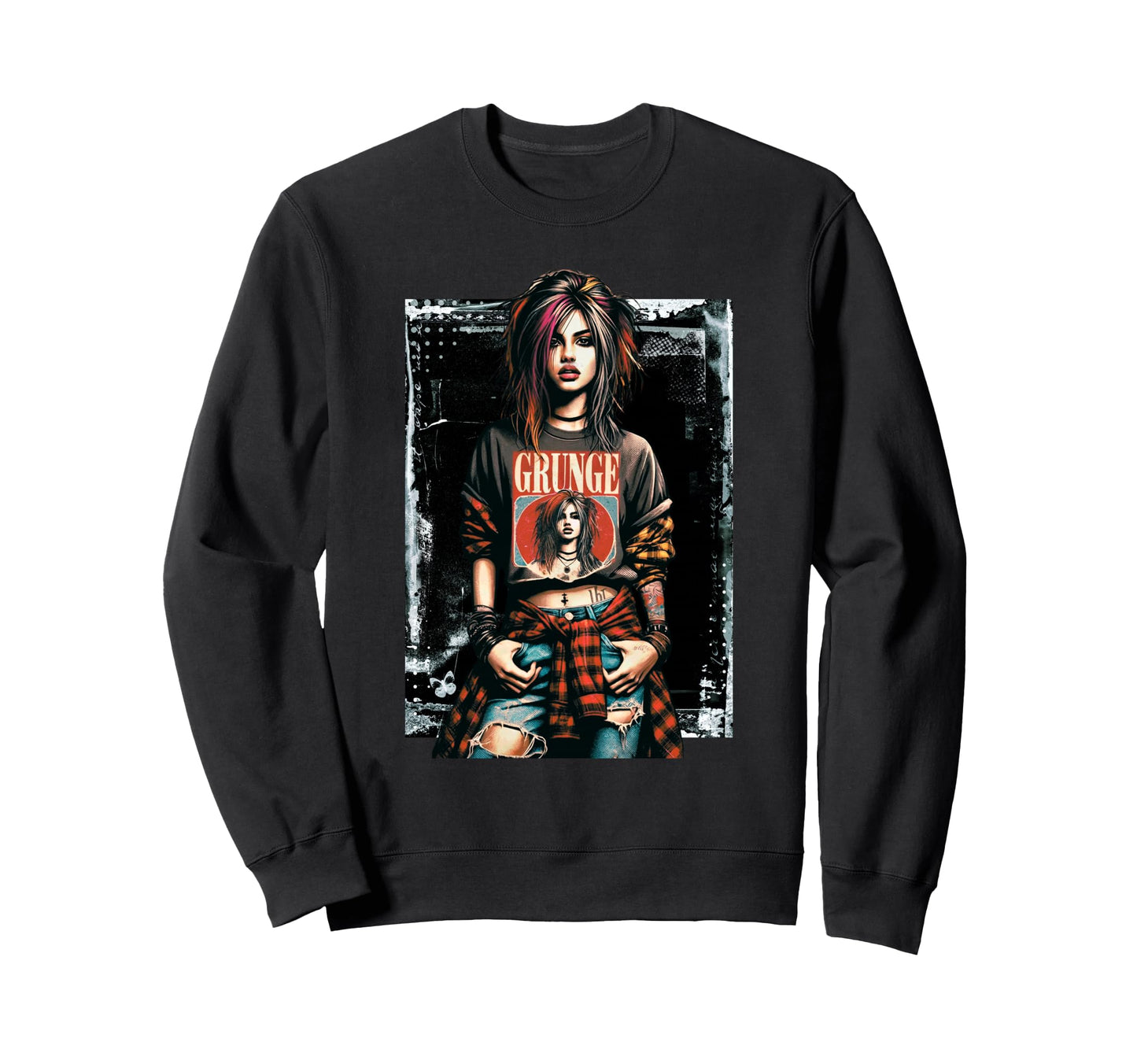 Punk Grunge Graffiti 90S Distressed Sweatshirt - Graphic Print Men Women - T-Shirt, Sweatshirt, Hoodie
