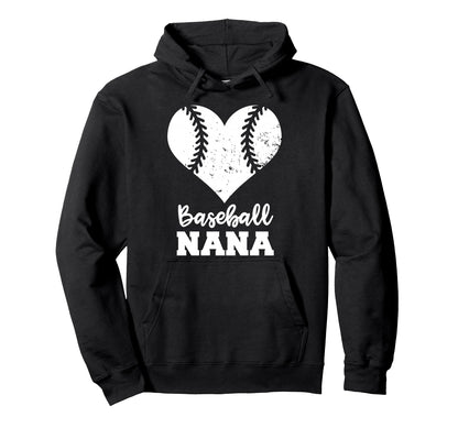 Baseball Nana Heart Funny Baseball Hoodie - Trendy Graphic Men Women - T-Shirt, Sweatshirt, Hoodie