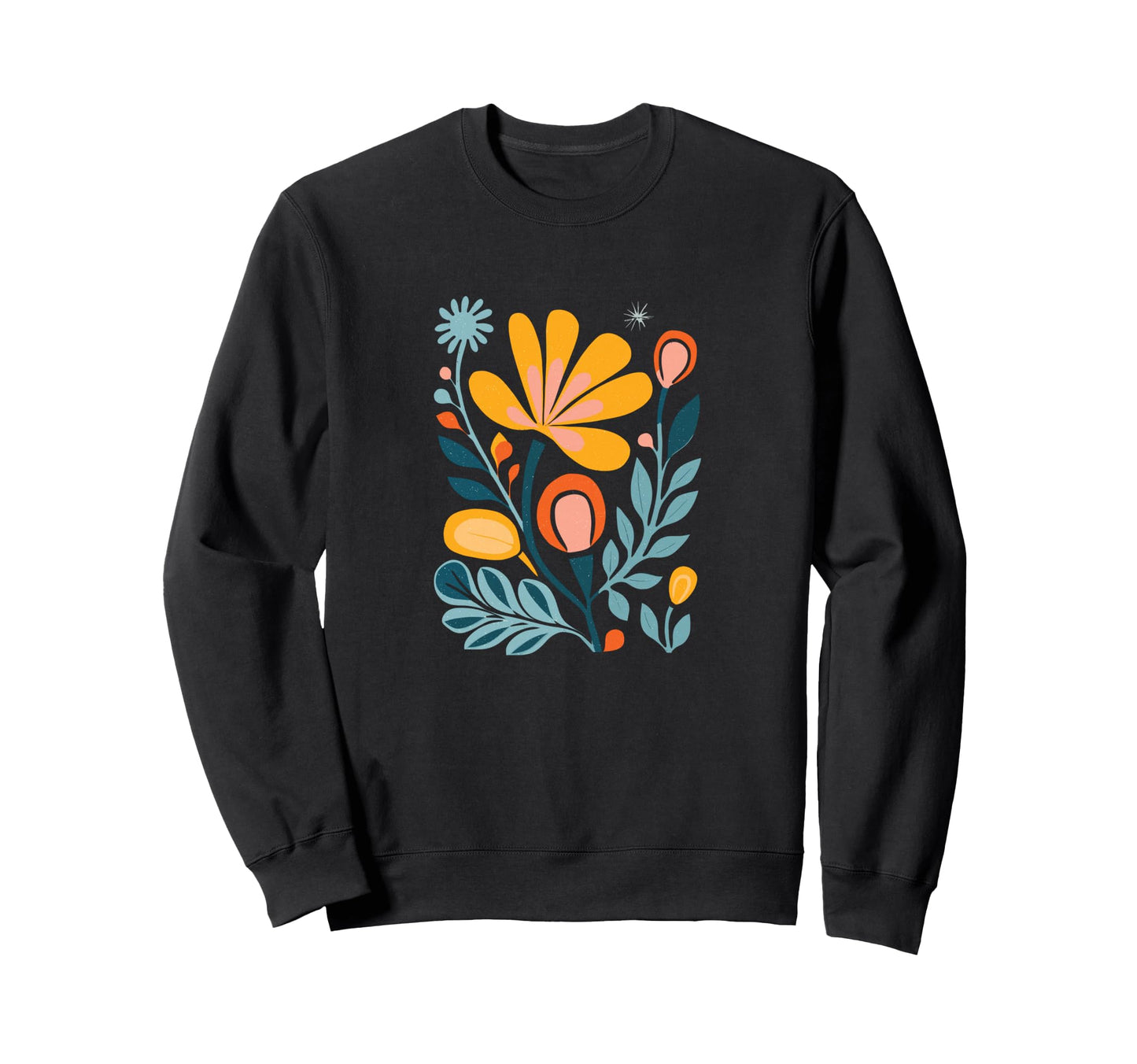 Modern Boho Colorful Floral Sweatshirt - Trendy Graphic for Adults - T-Shirt, Sweatshirt, Hoodie