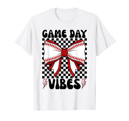 Game Day Vibes Coquette Bow Baseball Mama T-Shirt - Graphic Print Men Women - T-Shirt, Sweatshirt, Hoodie