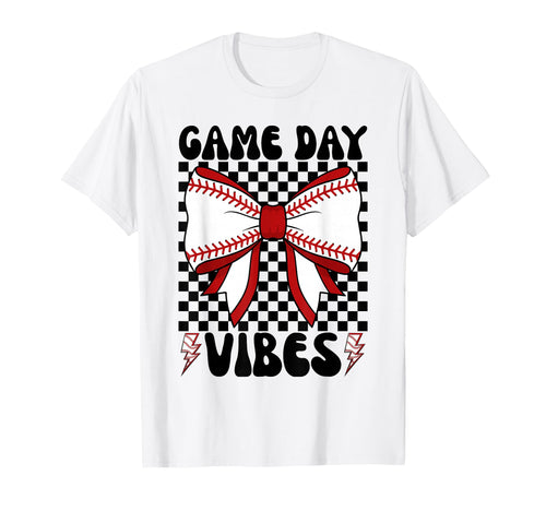 Game Day Vibes Coquette Bow Baseball Mama T-Shirt - Graphic Print Men Women - T-Shirt, Sweatshirt, Hoodie