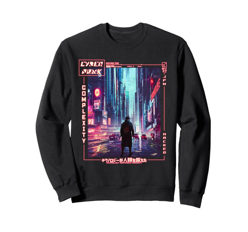 Walking Japanese Cyberpunk Vaporwave Sweatshirt - Graphic Print for Adults - T-Shirt, Sweatshirt, Hoodie