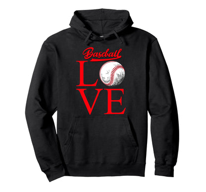 I Love Baseball Lover Baseball Hoodie - Minimalist Print for Adults - T-Shirt, Sweatshirt, Hoodie