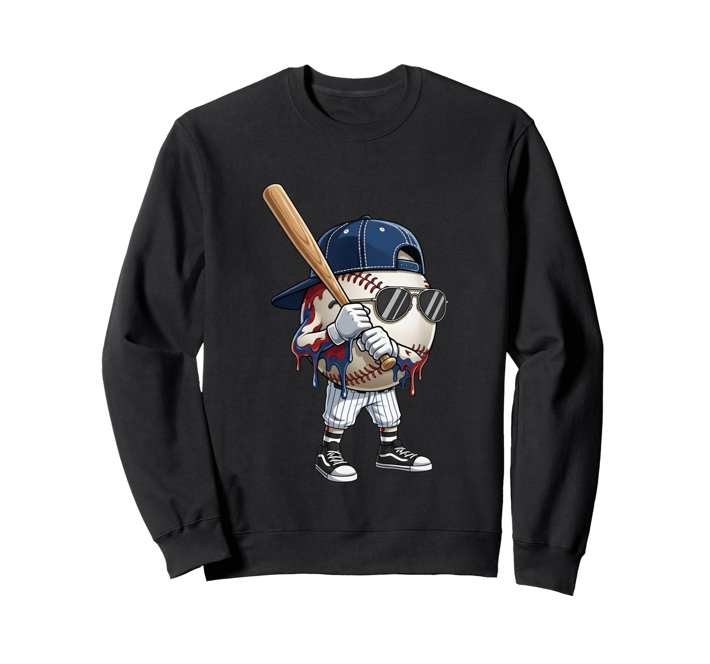 Dripping Baseball Batter Sunglasses Cap Sweatshirt - Trendy Graphic Unisex - T-Shirt, Sweatshirt, Hoodie