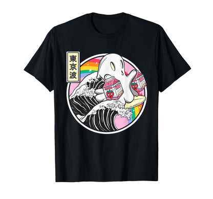 Ghost Strawberry Milk Great Wave T-Shirt - Aesthetic Graphic Men Women - T-Shirt, Sweatshirt, Hoodie