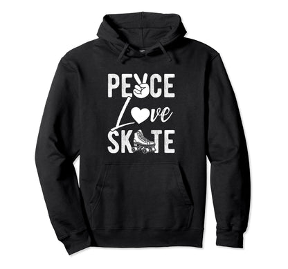 Peace Love Skate Roller Skating Peace Hoodie - Minimalist Print Unisex - T-Shirt, Sweatshirt, Hoodie