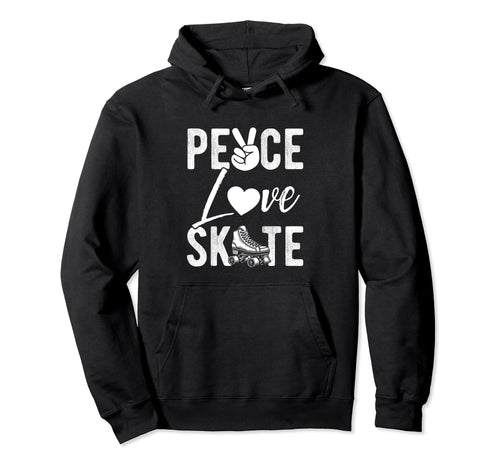 Peace Love Skate Roller Skating Peace Hoodie - Minimalist Print Unisex - T-Shirt, Sweatshirt, Hoodie