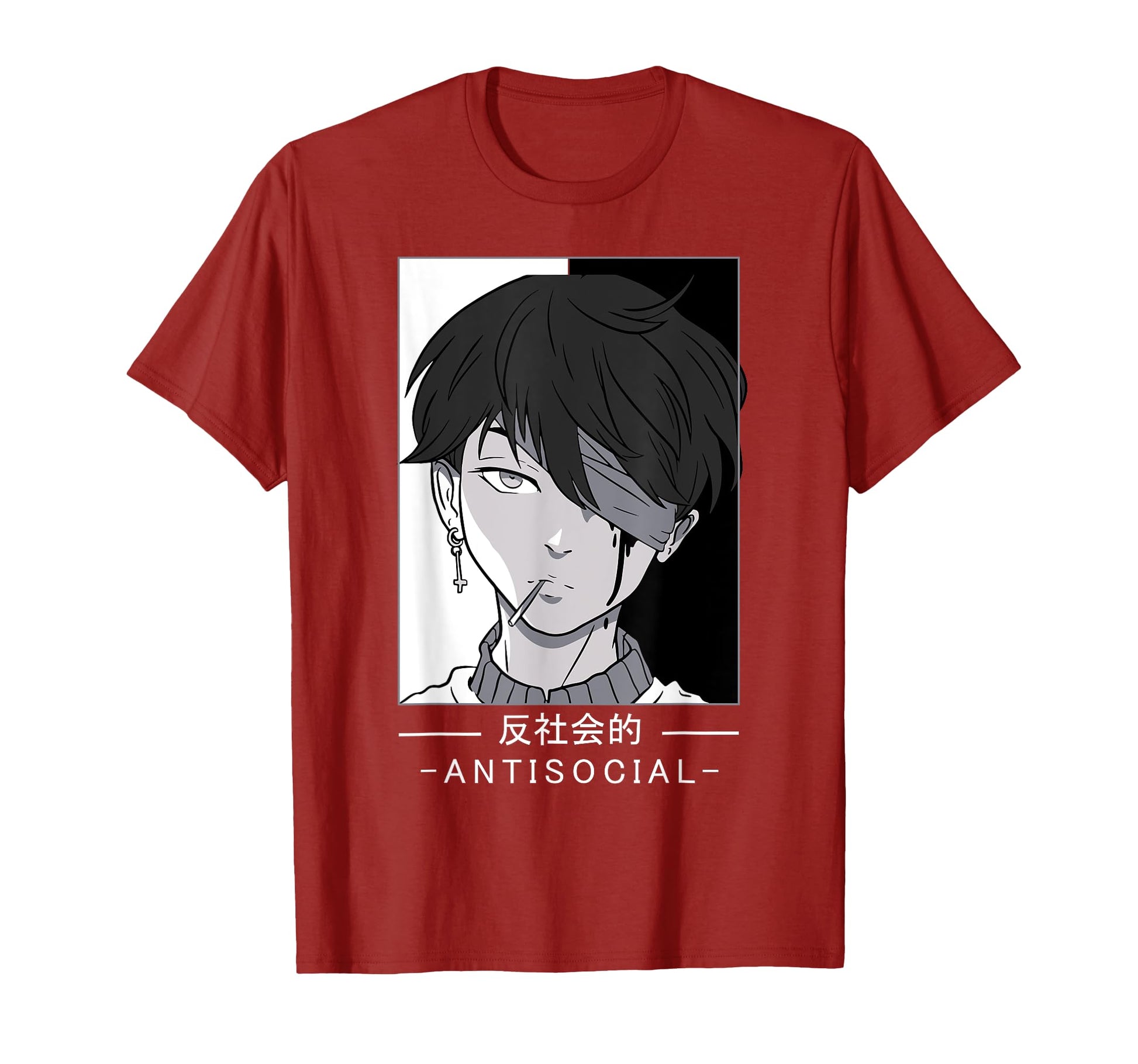 Anti Social Text Vaporwave Anime T-Shirt - Aesthetic Graphic Unisex - T-Shirt, Sweatshirt, Hoodie