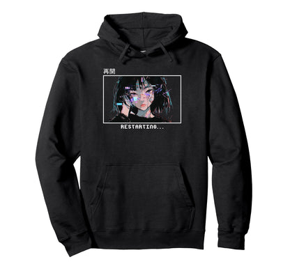 Restarting Sad Japanese Vaporwave Hoodie - Streetwear Style for Adults - T-Shirt, Sweatshirt, Hoodie