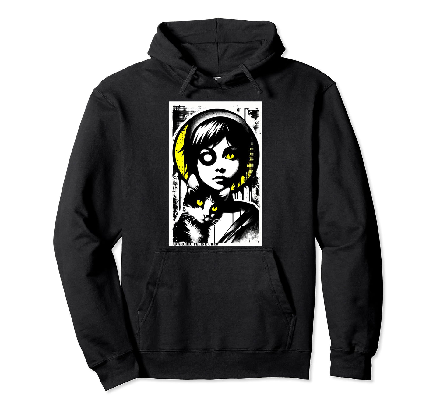 Punk And Cat Graffiti Grunge 90S Hoodie - Minimalist Print Unisex - T-Shirt, Sweatshirt, Hoodie
