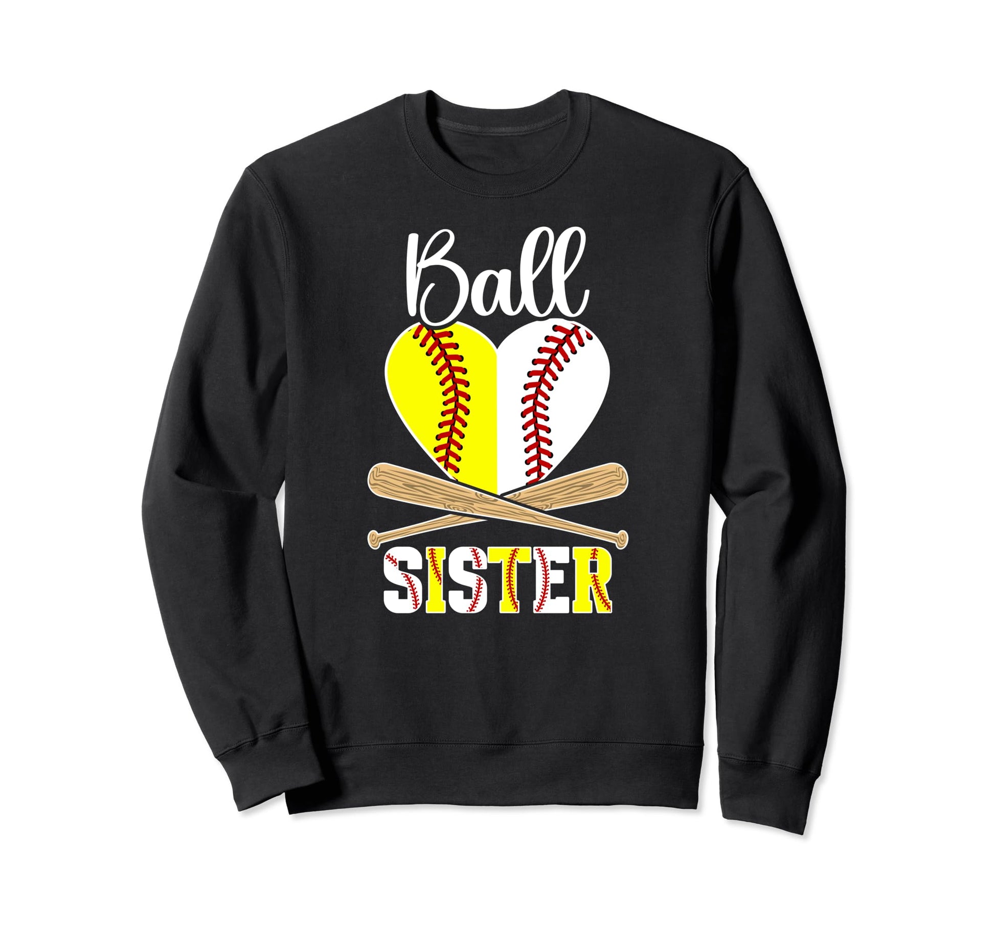 Ball Sister Heart Baseball Sweatshirt - Aesthetic Graphic Men Women - T-Shirt, Sweatshirt, Hoodie