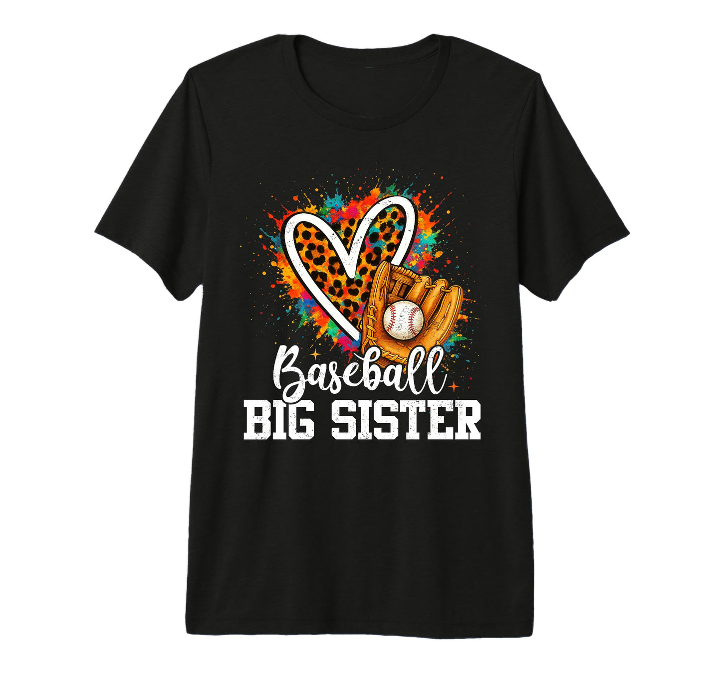Baseball Big Sister Leopard Heart T-Shirt - Unique Graphic for Adults - T-Shirt, Sweatshirt, Hoodie