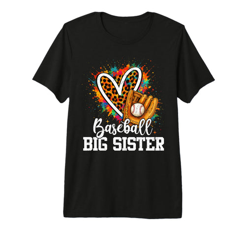 Baseball Big Sister Leopard Heart T-Shirt - Unique Graphic for Adults - T-Shirt, Sweatshirt, Hoodie