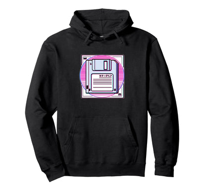Floppy Disk Vaporwave Aesthetic Hoodie - Fun Novelty Design for Adults - T-Shirt, Sweatshirt, Hoodie