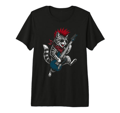 Funny Cat Playing Guitar Usa Patriotic T-Shirt - Graphic Print Unisex - T-Shirt, Sweatshirt, Hoodie