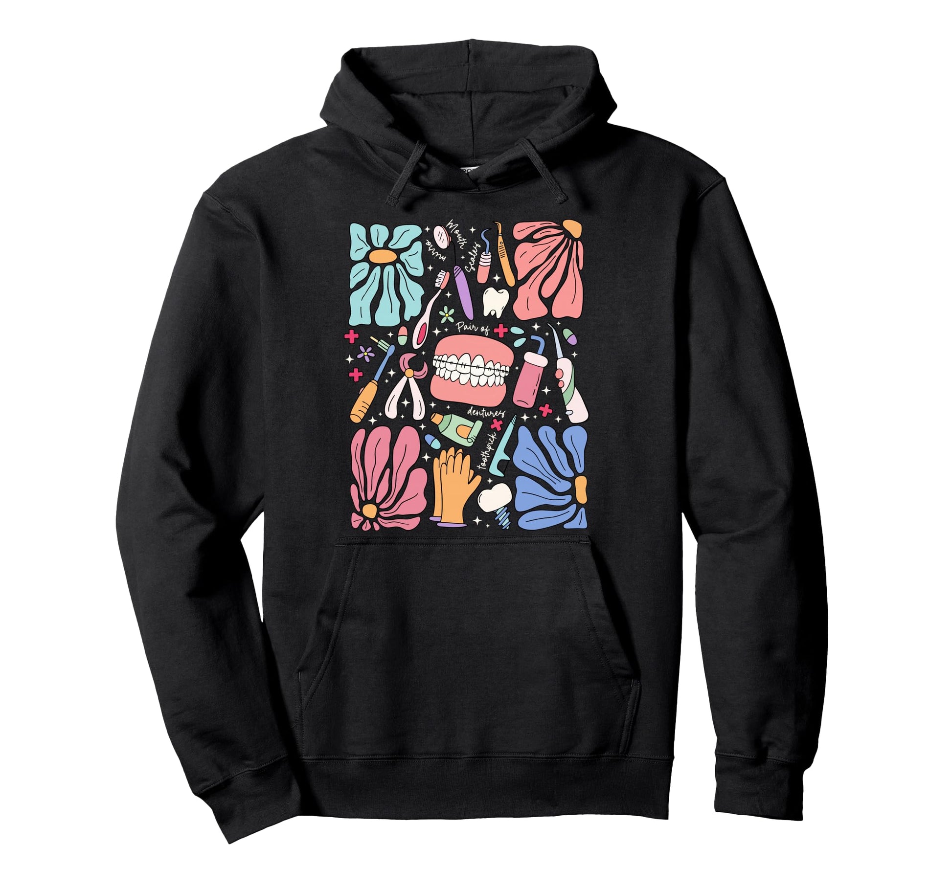 Boho Wildflower Dental Hygienist Hoodie - Minimalist Print for Adults - T-Shirt, Sweatshirt, Hoodie