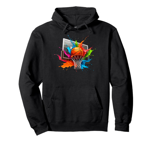 Colorful Paints Splash Basketball Hoodie - Minimalist Print for Adults - T-Shirt, Sweatshirt, Hoodie