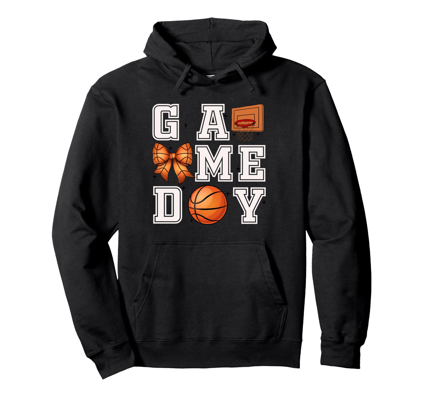 Basketball Coquette Bow Gameday Cheer Hoodie - Trendy Graphic for Adults - T-Shirt, Sweatshirt, Hoodie
