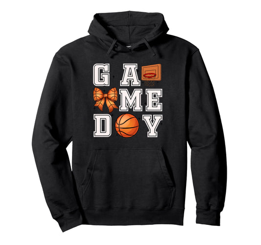 Basketball Coquette Bow Gameday Cheer Hoodie - Trendy Graphic for Adults - T-Shirt, Sweatshirt, Hoodie