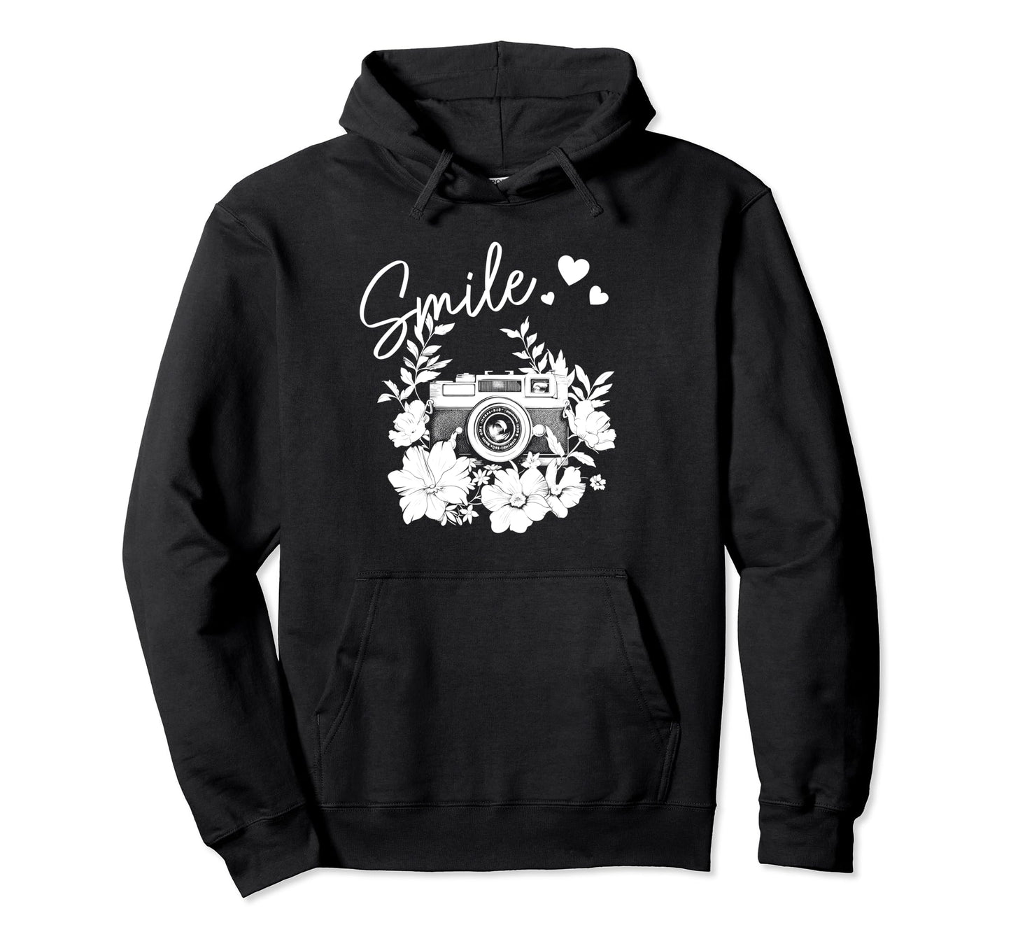 Photographer Smile Camera Flowers Hoodie - Aesthetic Graphic Men Women - T-Shirt, Sweatshirt, Hoodie