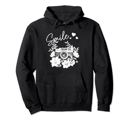 Photographer Smile Camera Flowers Hoodie - Aesthetic Graphic Men Women - T-Shirt, Sweatshirt, Hoodie