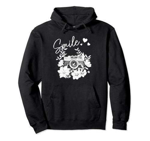 Photographer Smile Camera Flowers Hoodie - Aesthetic Graphic Men Women - T-Shirt, Sweatshirt, Hoodie