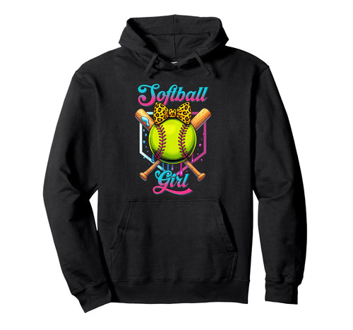 Softball Player Coquette Bow Ice Cream Hoodie - Graphic Print Unisex - T-Shirt, Sweatshirt, Hoodie