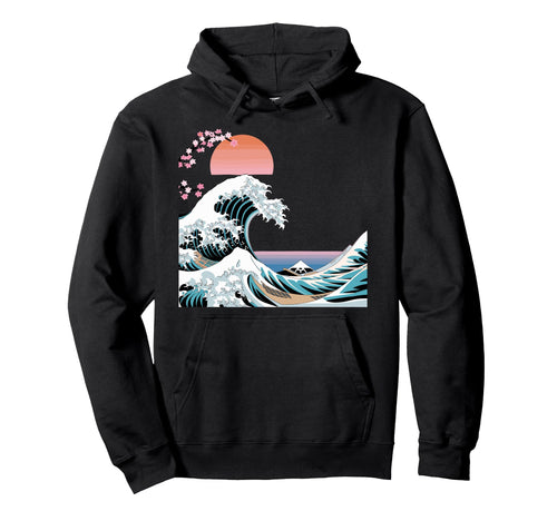 Big Wave Vaporwave Aesthetic 80S Anime Hoodie - Streetwear Style Men Women - T-Shirt, Sweatshirt, Hoodie