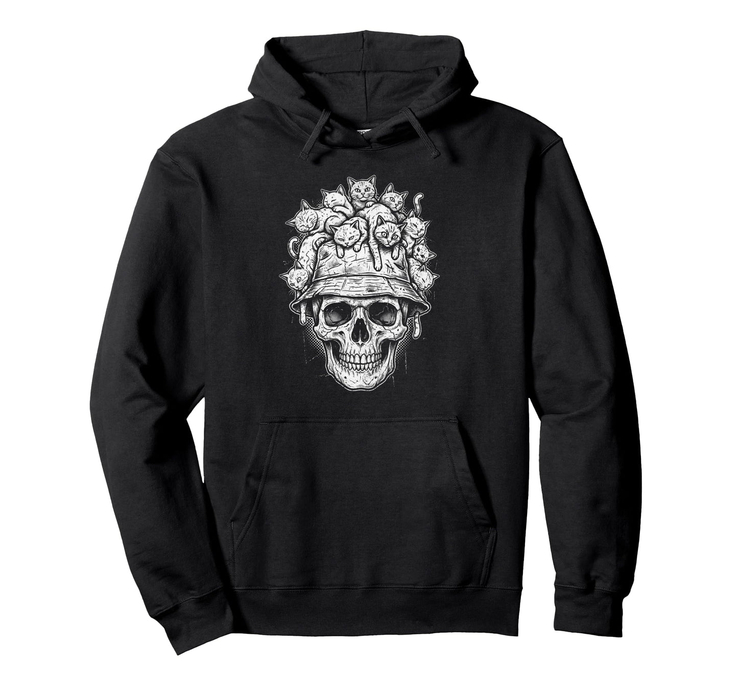 Skull Cat Skeleton Kitty Kitten Gothic Hoodie - Custom Art Print Men Women - T-Shirt, Sweatshirt, Hoodie