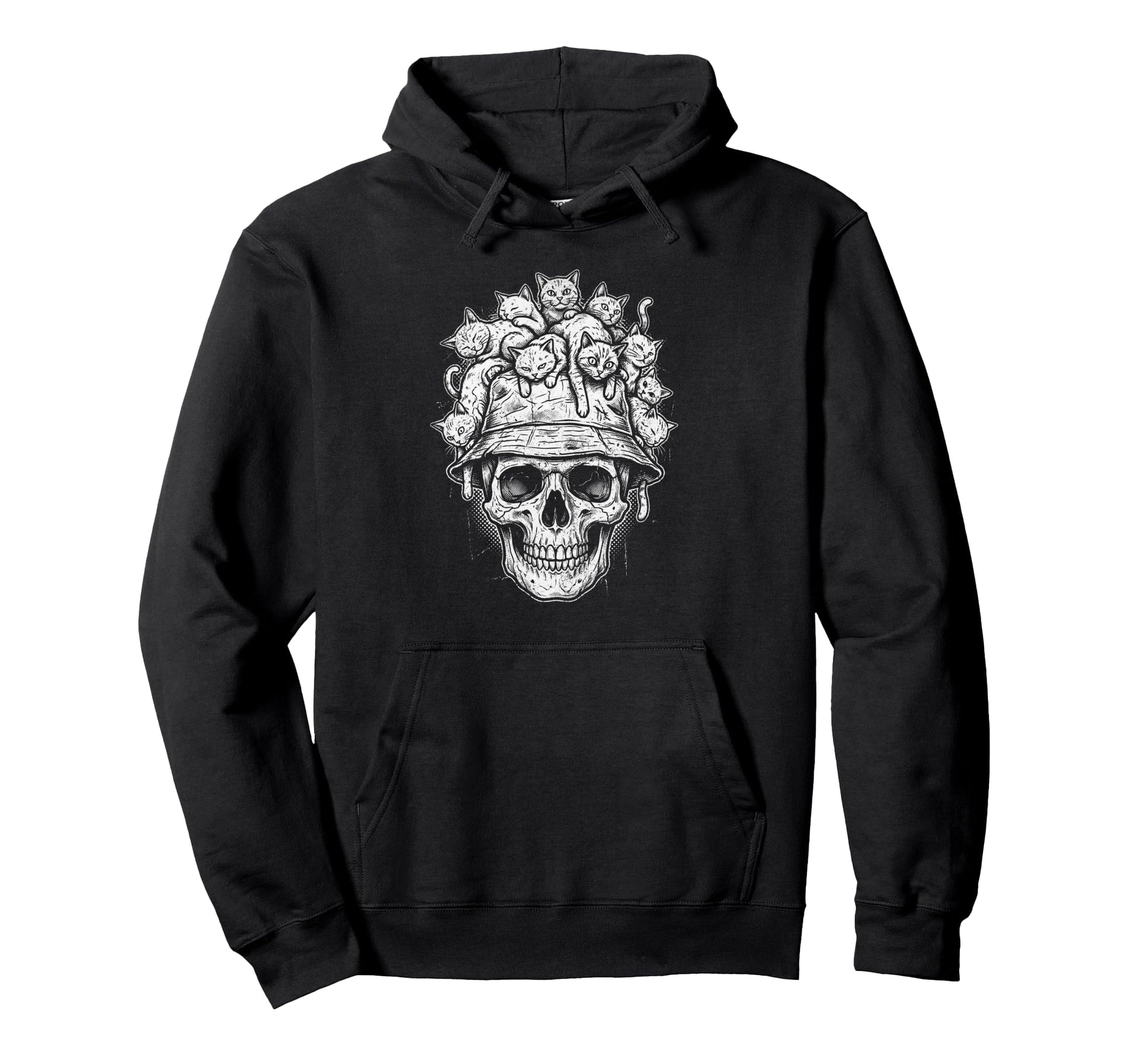 Skull Cat Skeleton Kitty Kitten Gothic Hoodie - Custom Art Print Men Women - T-Shirt, Sweatshirt, Hoodie