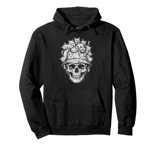 Skull Cat Skeleton Kitty Kitten Gothic Hoodie - Custom Art Print Men Women - T-Shirt, Sweatshirt, Hoodie