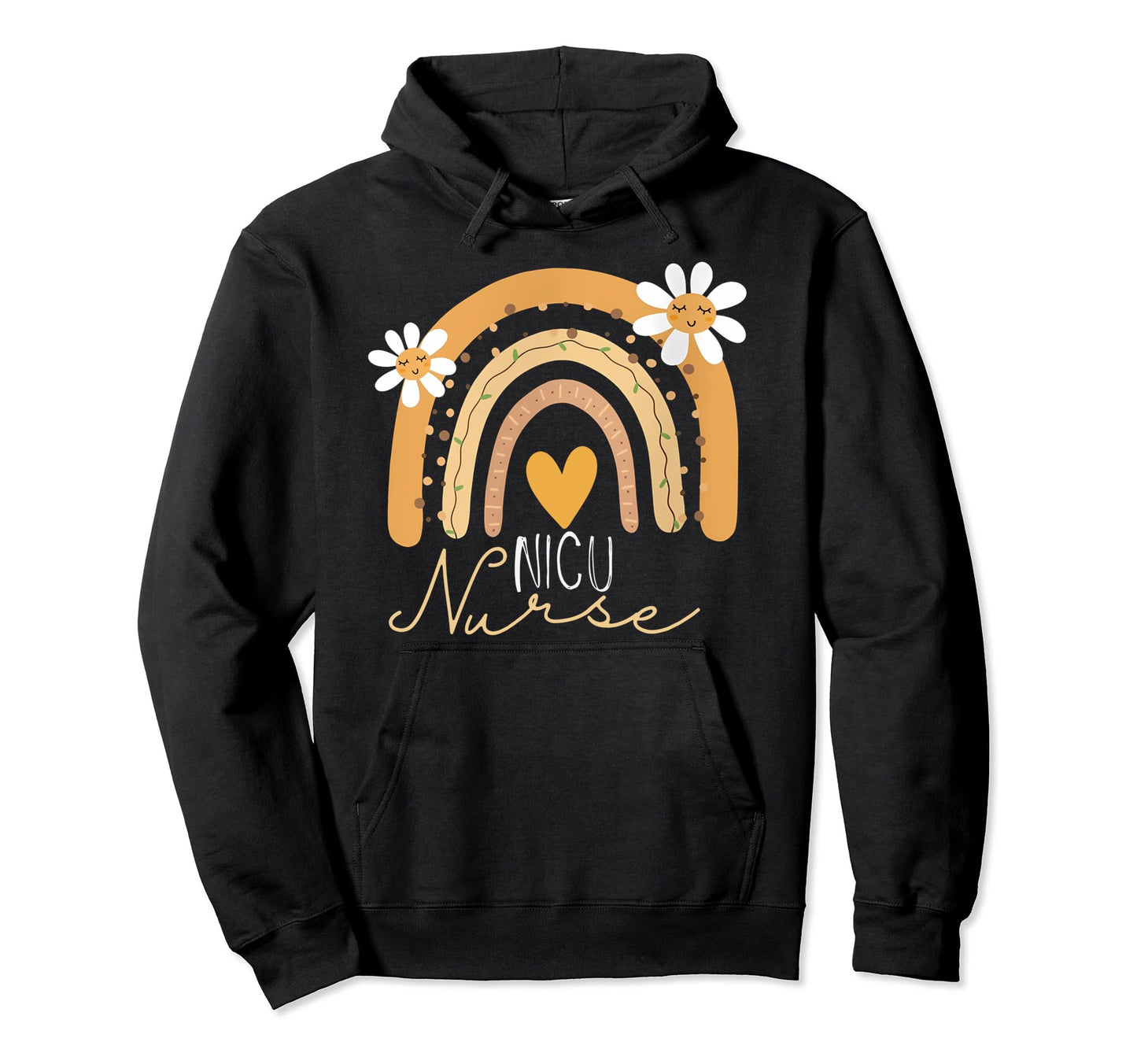 Nicu Nurse Rainbow Daisy Flower Hoodie - Minimalist Print Men Women - T-Shirt, Sweatshirt, Hoodie