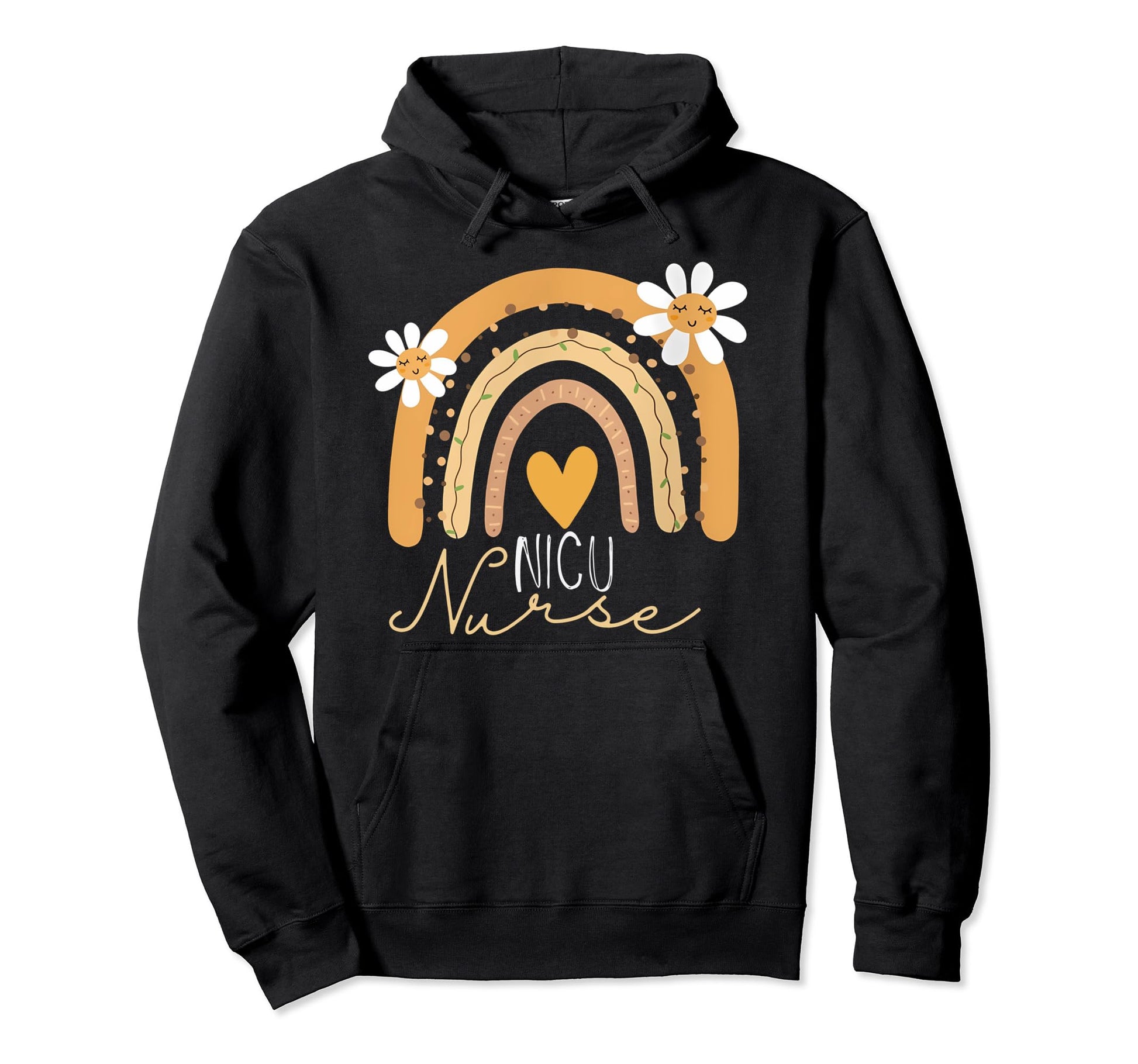 Nicu Nurse Rainbow Daisy Flower Hoodie - Minimalist Print Men Women - T-Shirt, Sweatshirt, Hoodie