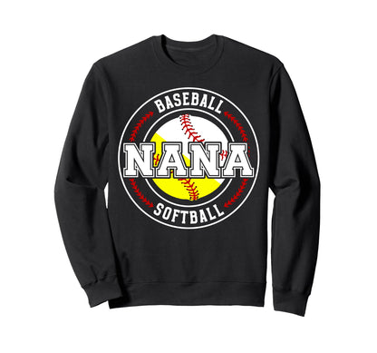 Baseball Softball Nana Softball Sweatshirt - Custom Art Print for Adults - T-Shirt, Sweatshirt, Hoodie