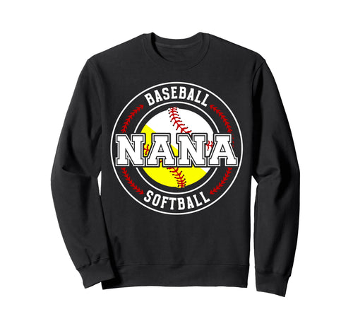 Baseball Softball Nana Softball Sweatshirt - Custom Art Print for Adults - T-Shirt, Sweatshirt, Hoodie