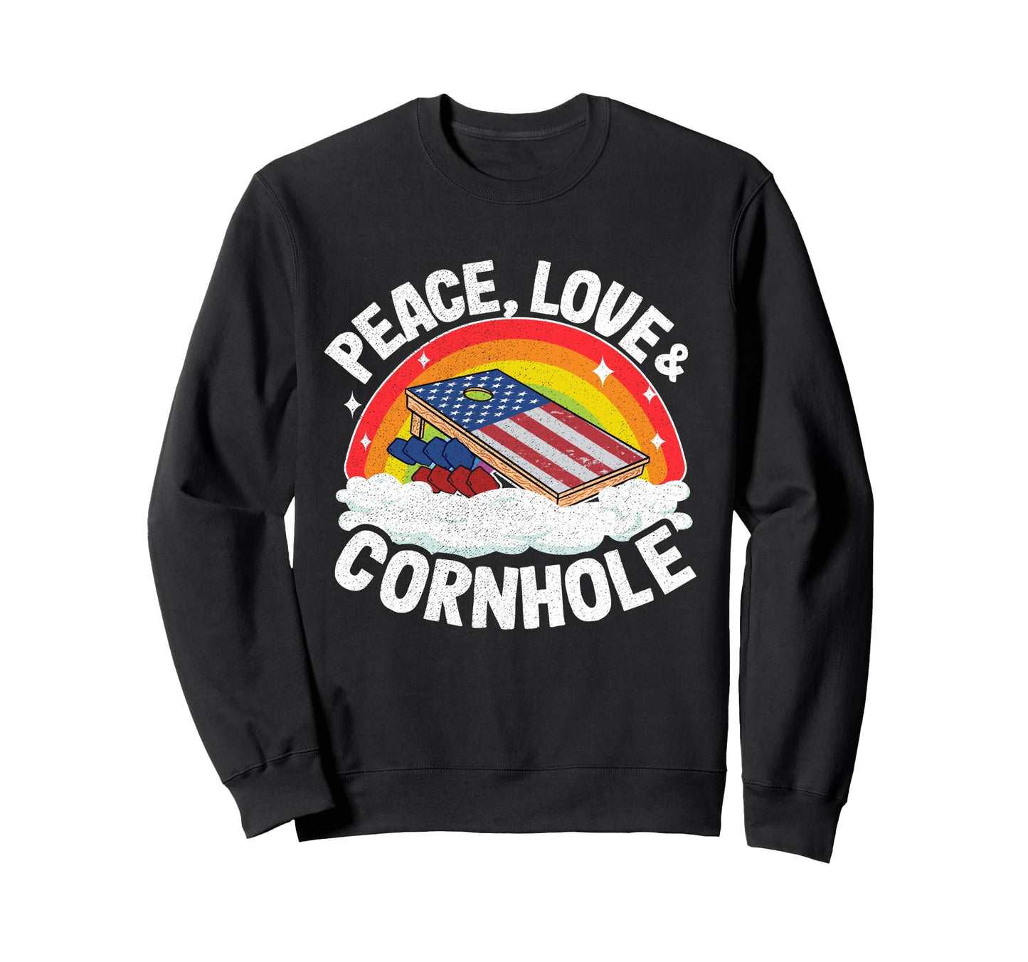 Corn Hole Sunset American Flag Peace Sweatshirt - Graphic Print Men Women - T-Shirt, Sweatshirt, Hoodie