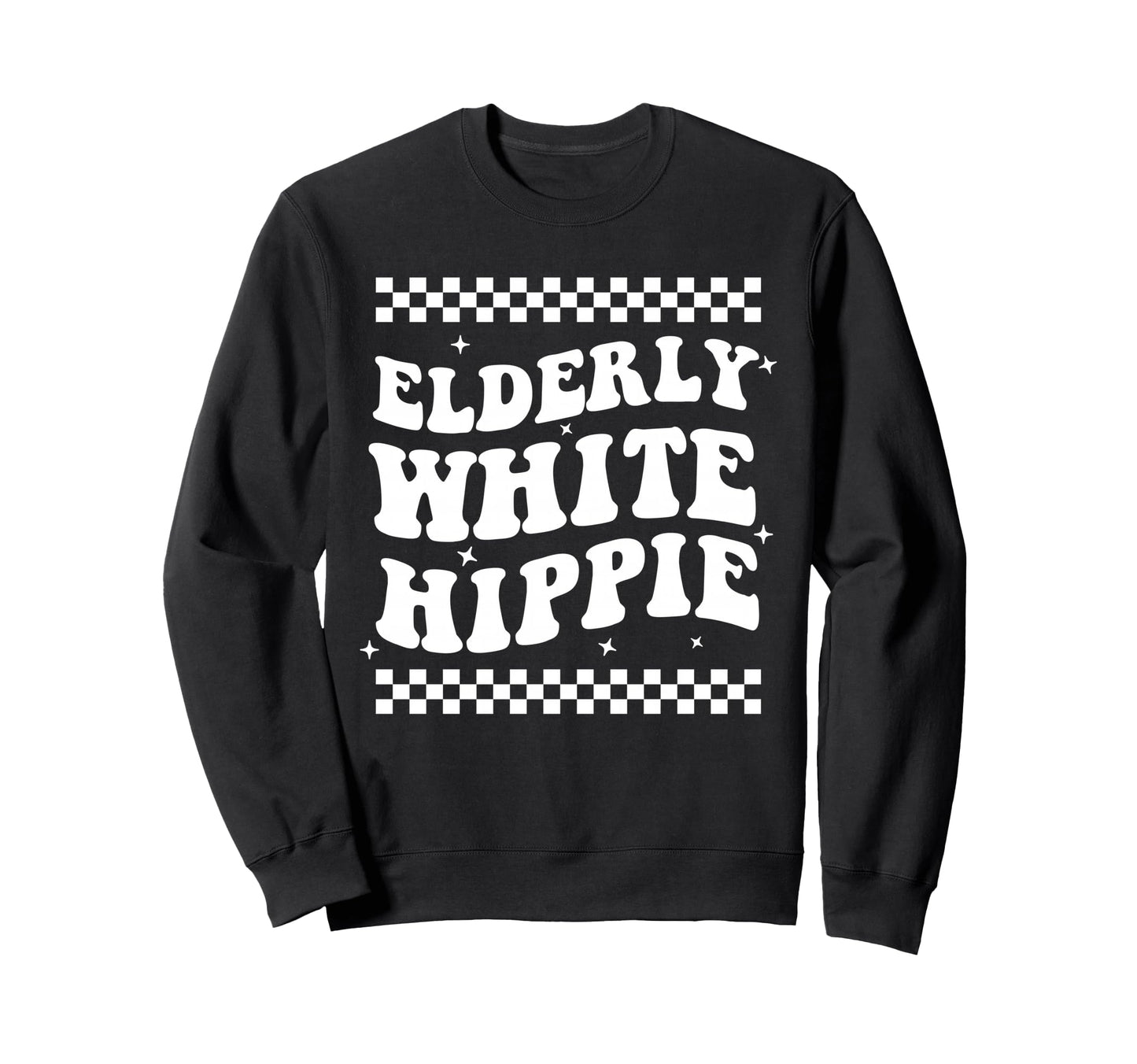Elderly White Hippie Rainbow Flowers Sweatshirt - Graphic Print Men Women - T-Shirt, Sweatshirt, Hoodie