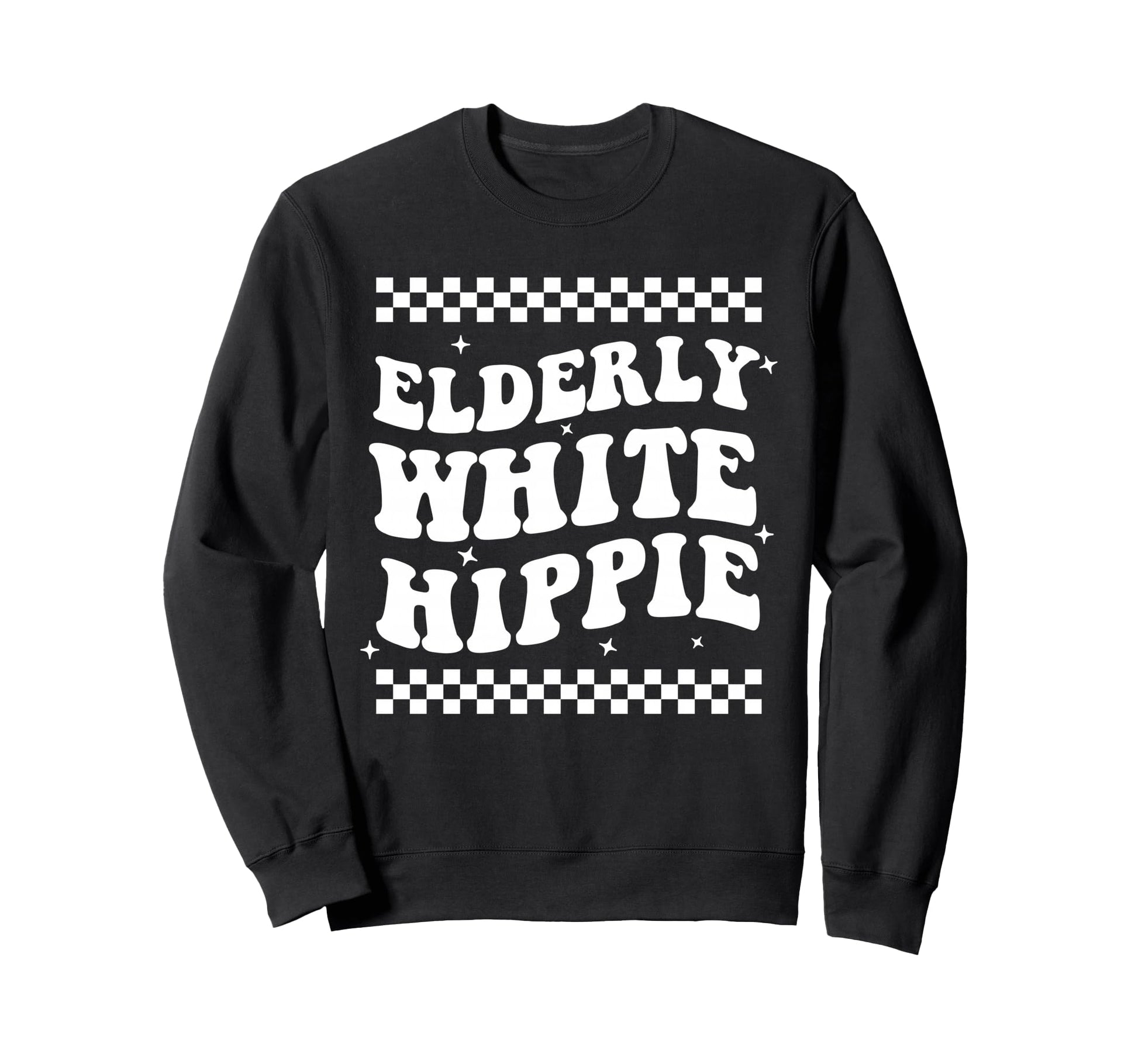 Elderly White Hippie Rainbow Flowers Sweatshirt - Graphic Print Men Women - T-Shirt, Sweatshirt, Hoodie