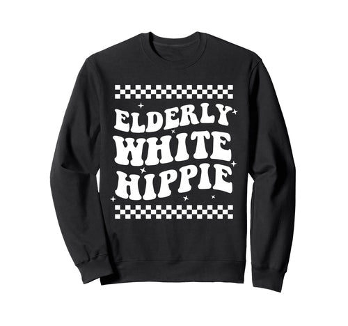 Elderly White Hippie Rainbow Flowers Sweatshirt - Graphic Print Men Women - T-Shirt, Sweatshirt, Hoodie