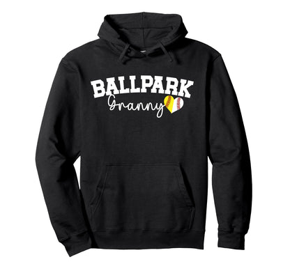 Ballpark Granny Grandma Softball Hoodie - Fun Novelty Design for Adults - T-Shirt, Sweatshirt, Hoodie
