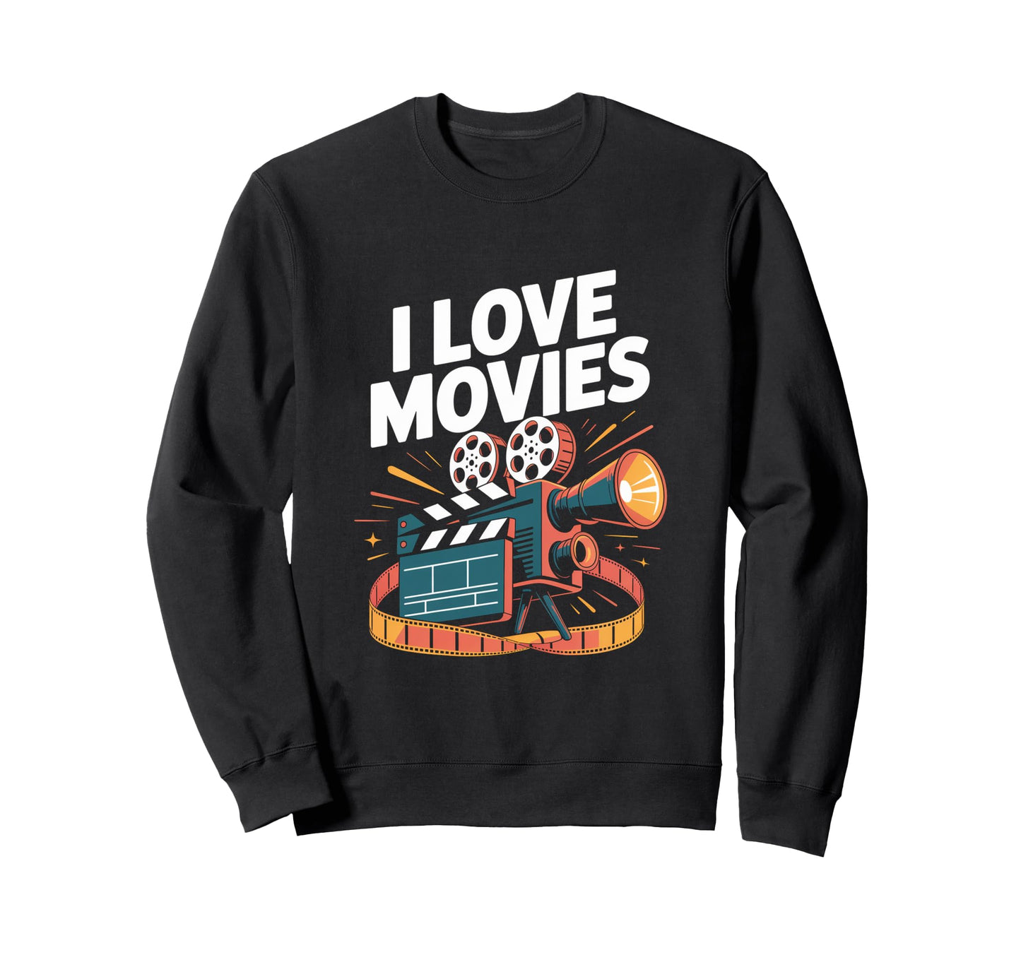 I Love Movies Camera Enthusiast Sweatshirt - Minimalist Print Men Women - T-Shirt, Sweatshirt, Hoodie