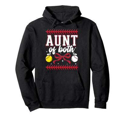 Aunt Both Coquette Baseball Softball Aunt Hoodie - Custom Art Print Unisex - T-Shirt, Sweatshirt, Hoodie