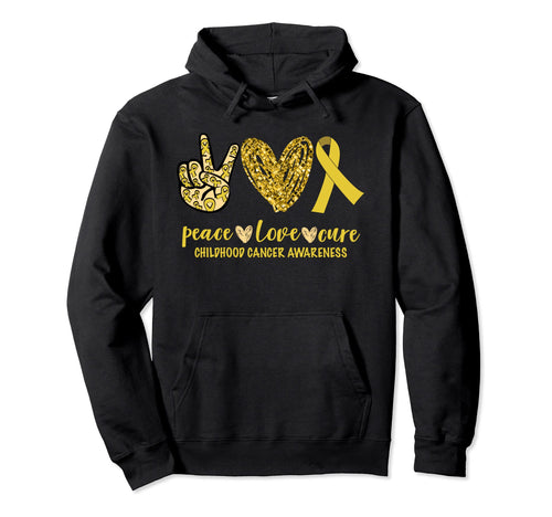 Peace Love Cure Ribbon Childhood Hoodie - Fun Novelty Design Men Women - T-Shirt, Sweatshirt, Hoodie