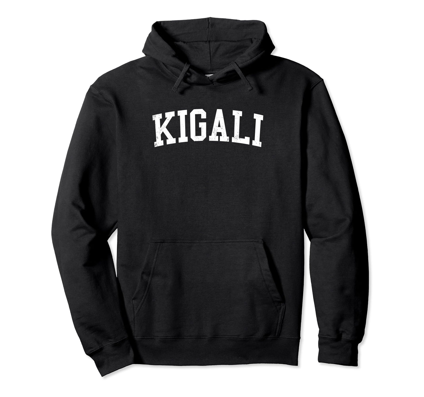Kigali Rwanda Distressed White Varsity Hoodie - Trendy Graphic for Adults - T-Shirt, Sweatshirt, Hoodie